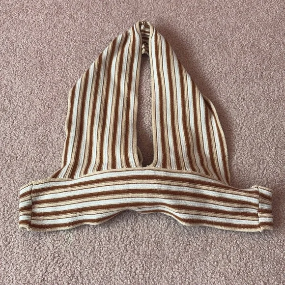 Brown and White Halter Top Size Medium - Picture 2 of 5